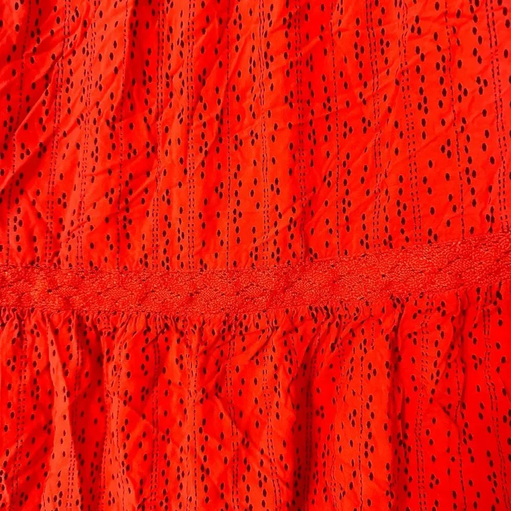 Old Navy Girls bright orange with dots and eyelet spaghetti strap dress 10-12